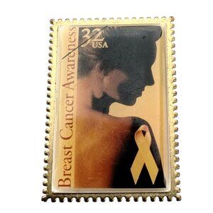 Breast Cancer Awareness 32 USA Stamp Pin Brooch